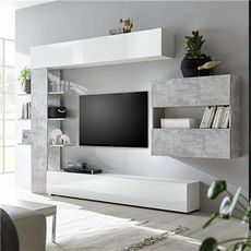 NOUVOMEUBLE Ensemble meubles tv blanc et gris design FINO 2