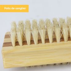 Brosse à ongles 10 cm double face en bambou et poils de sanglier