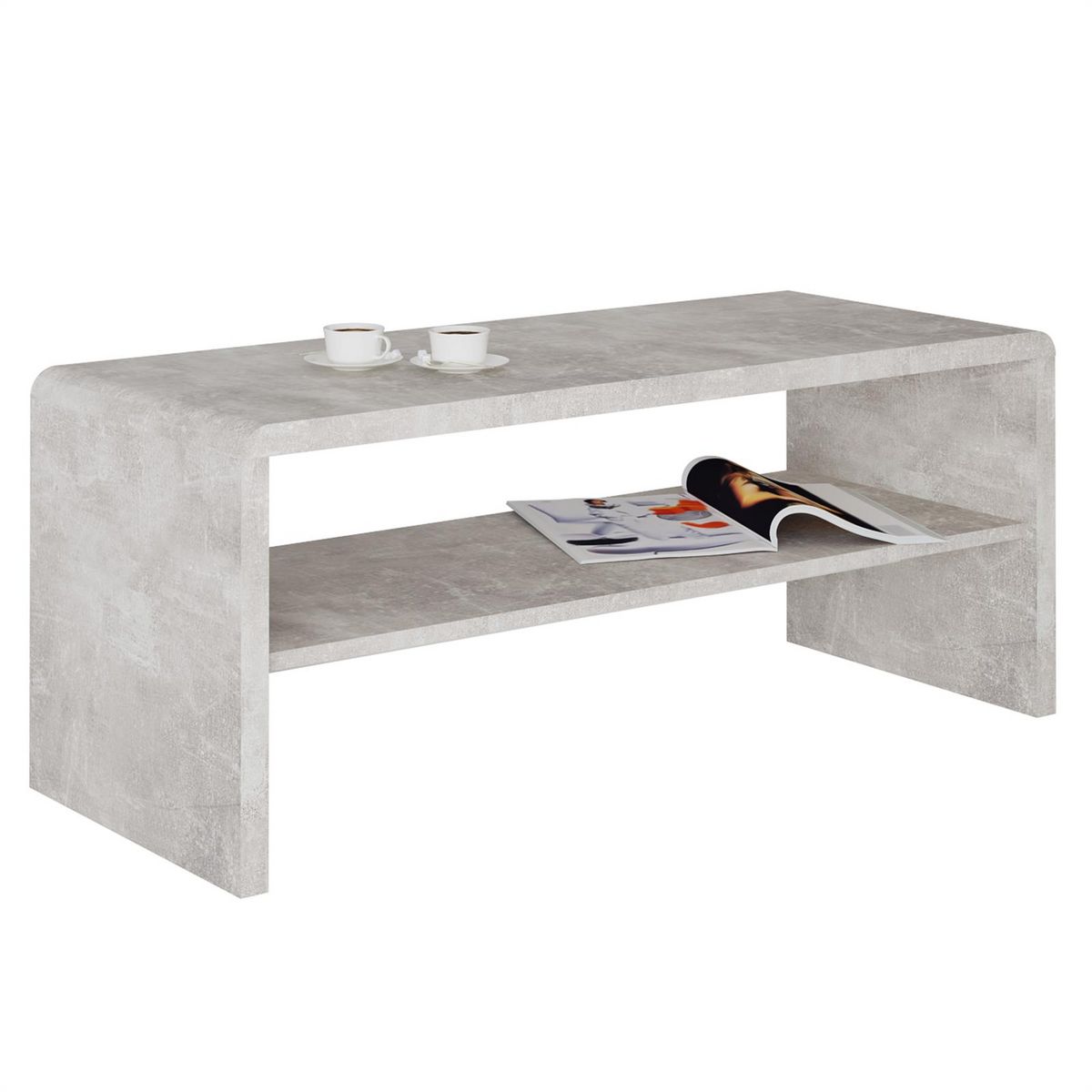 IDIMEX Table basse LOUNA, table de salon rectangulaire ou meuble TV de 100 cm avec 1 étagère de rangement, en mélaminé décor béton