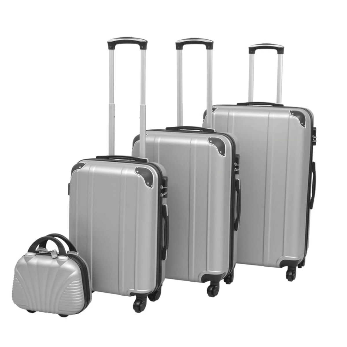 VIDAXL Ensemble de valises a roulettes quatre pieces Argente pas