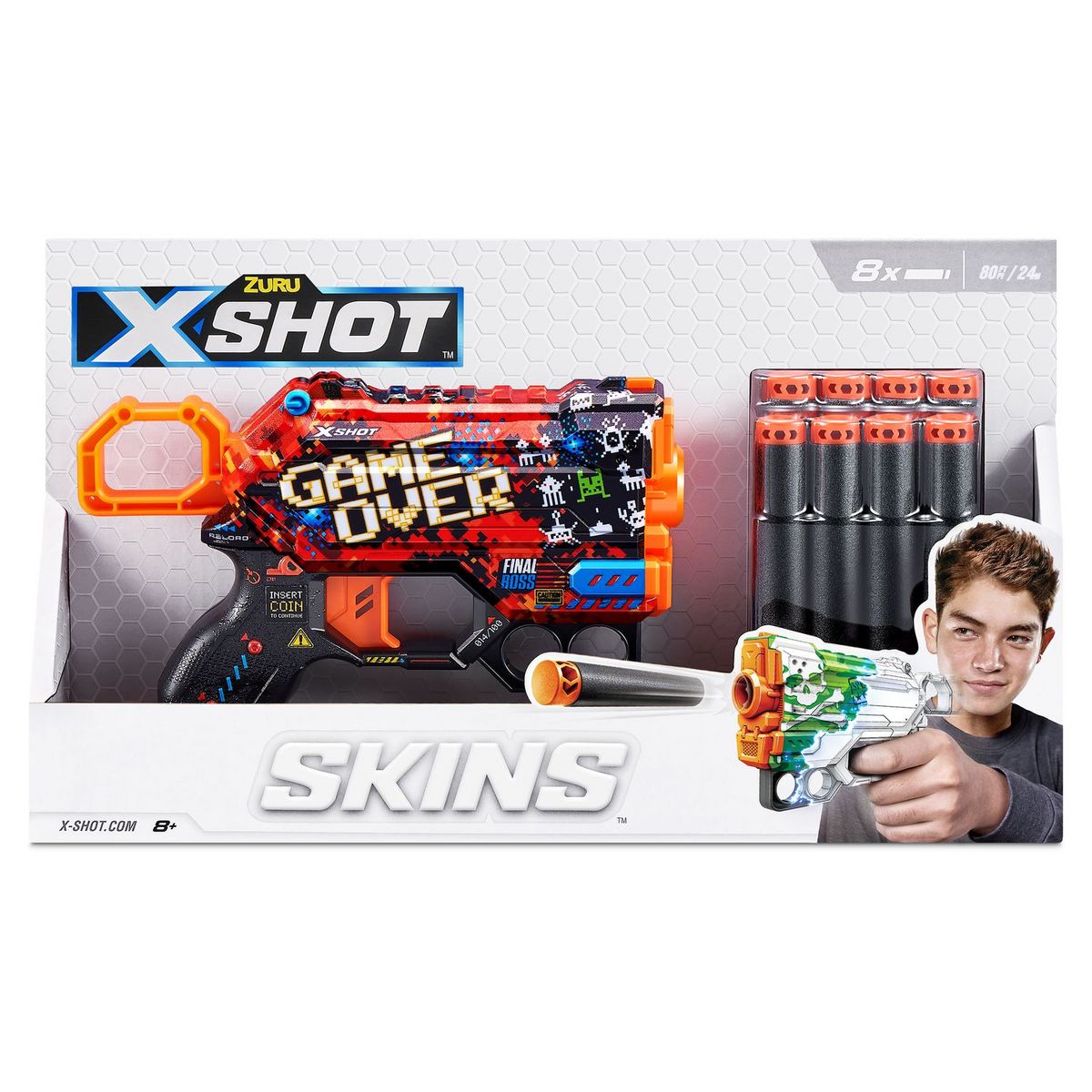 ZURU Pistolet Xshot Skins Menace 8 fléchettes pas cher 