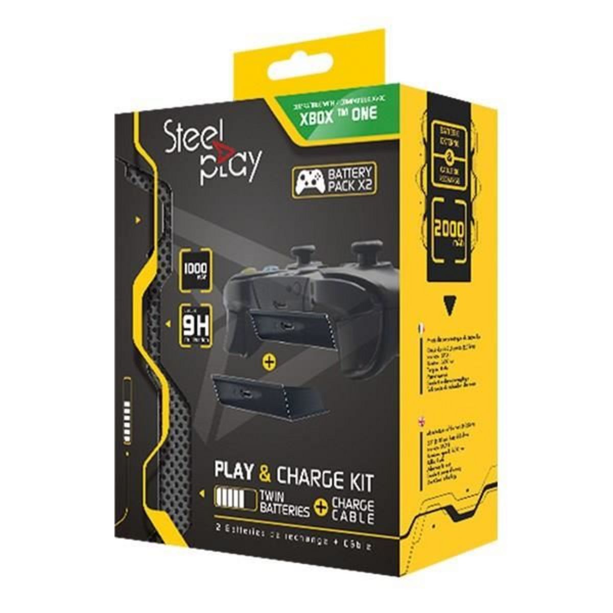 STEELPLAY Cable manette xbox one avec kit de charge et jeu 2 batteries pas  cher 