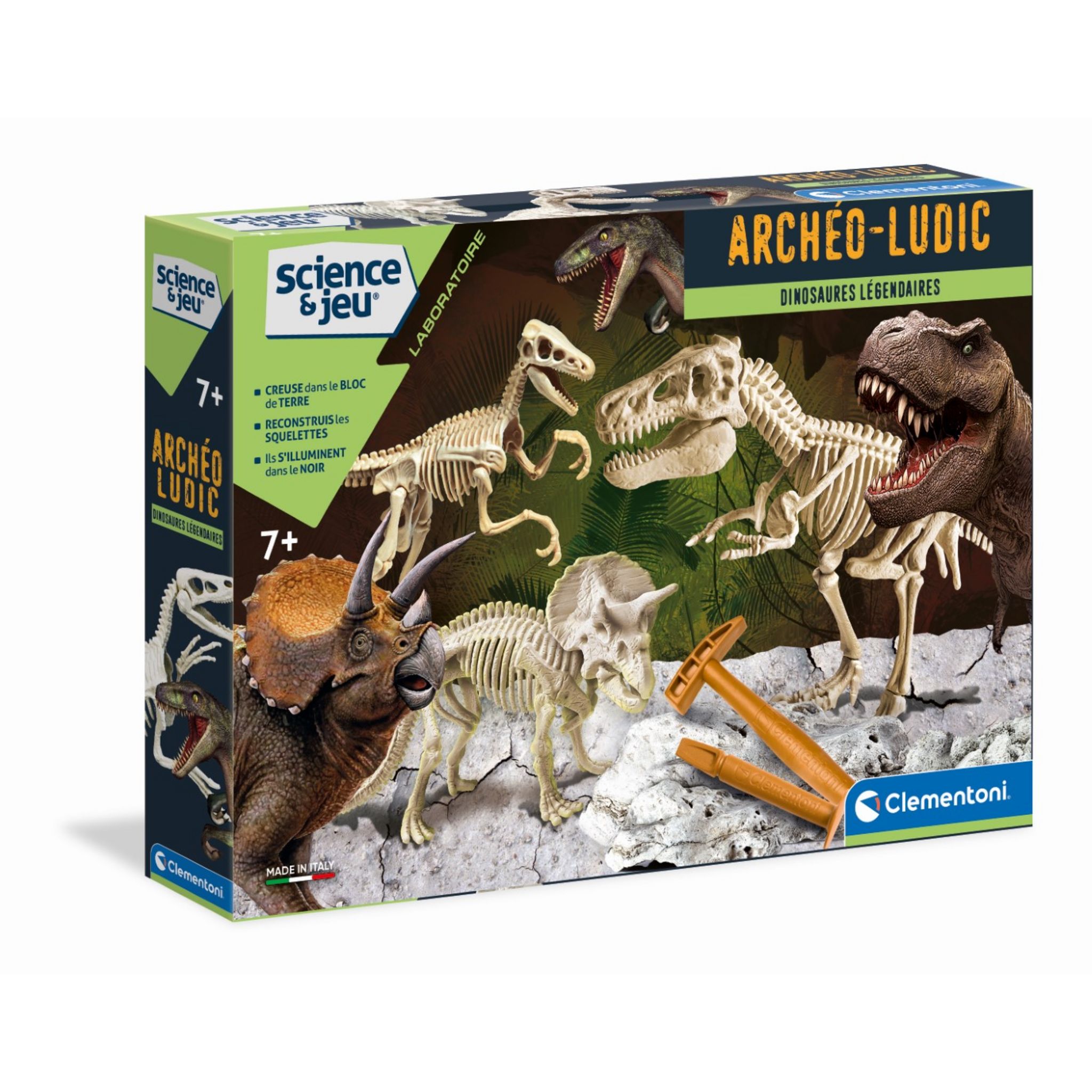 CLEMENTONI Archéo Ludic' T-Rex + Tricératops pas cher 