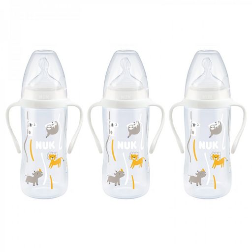 NUK Lot de 3 biberons col large Serenity+ TC Verre 240ml 0-6M perçage M pas  cher 