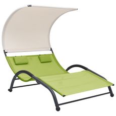 Chaise longue double avec auvent Textilene Vert