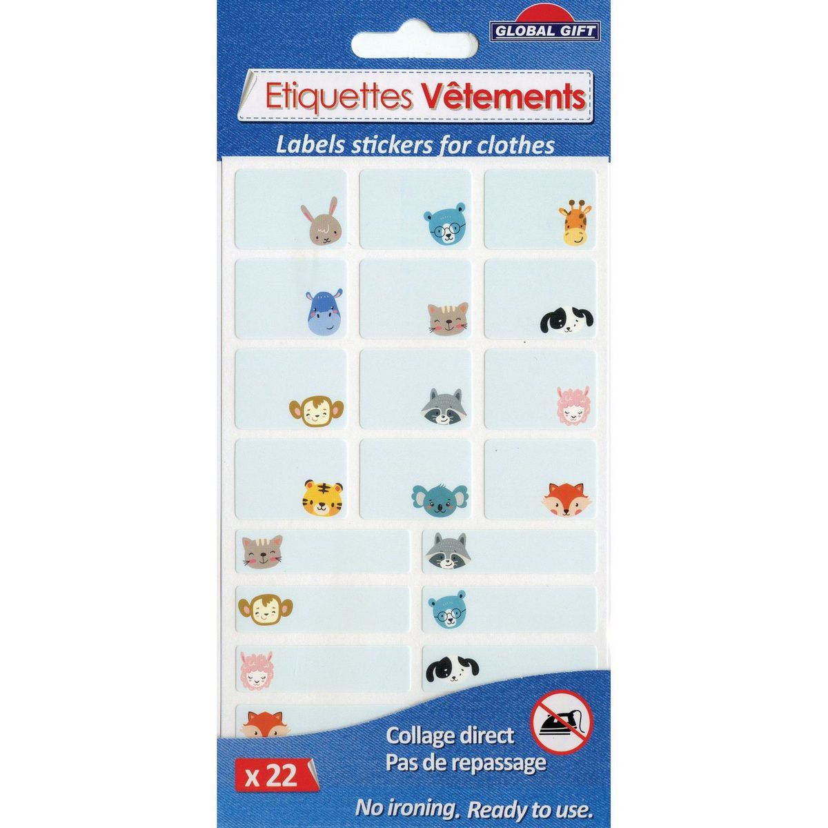 Youdoit 22 Etiquettes textiles - Petits animaux - Non thermocollantes - 2 formats