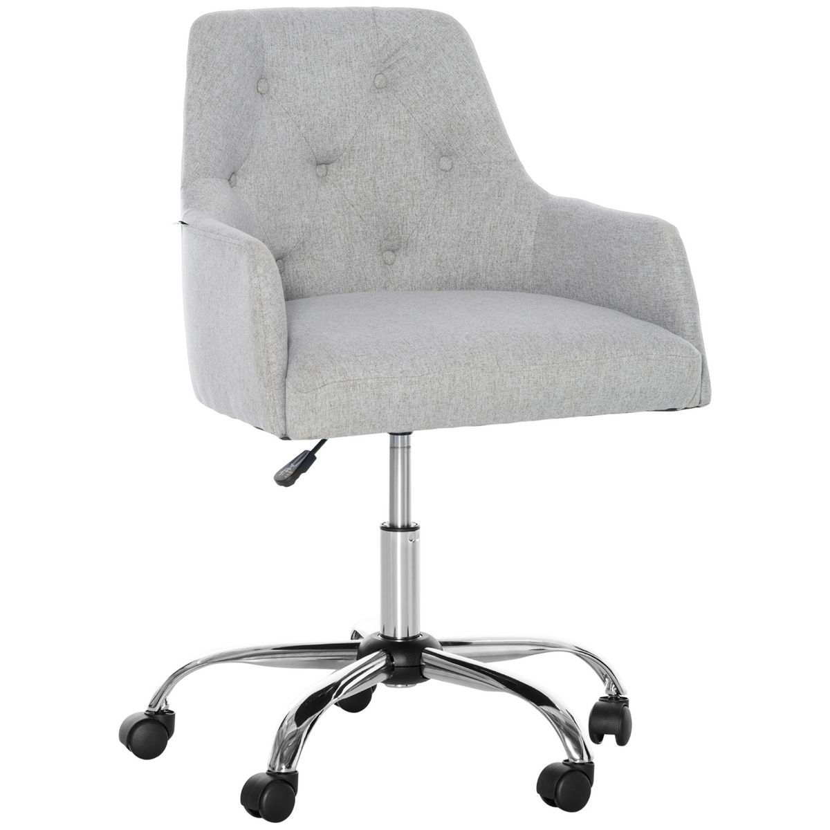 VINSETTO Chaise de bureau design Chesterfield capitonné hauteur réglable pivotant 360° piètement chromé tissu gris