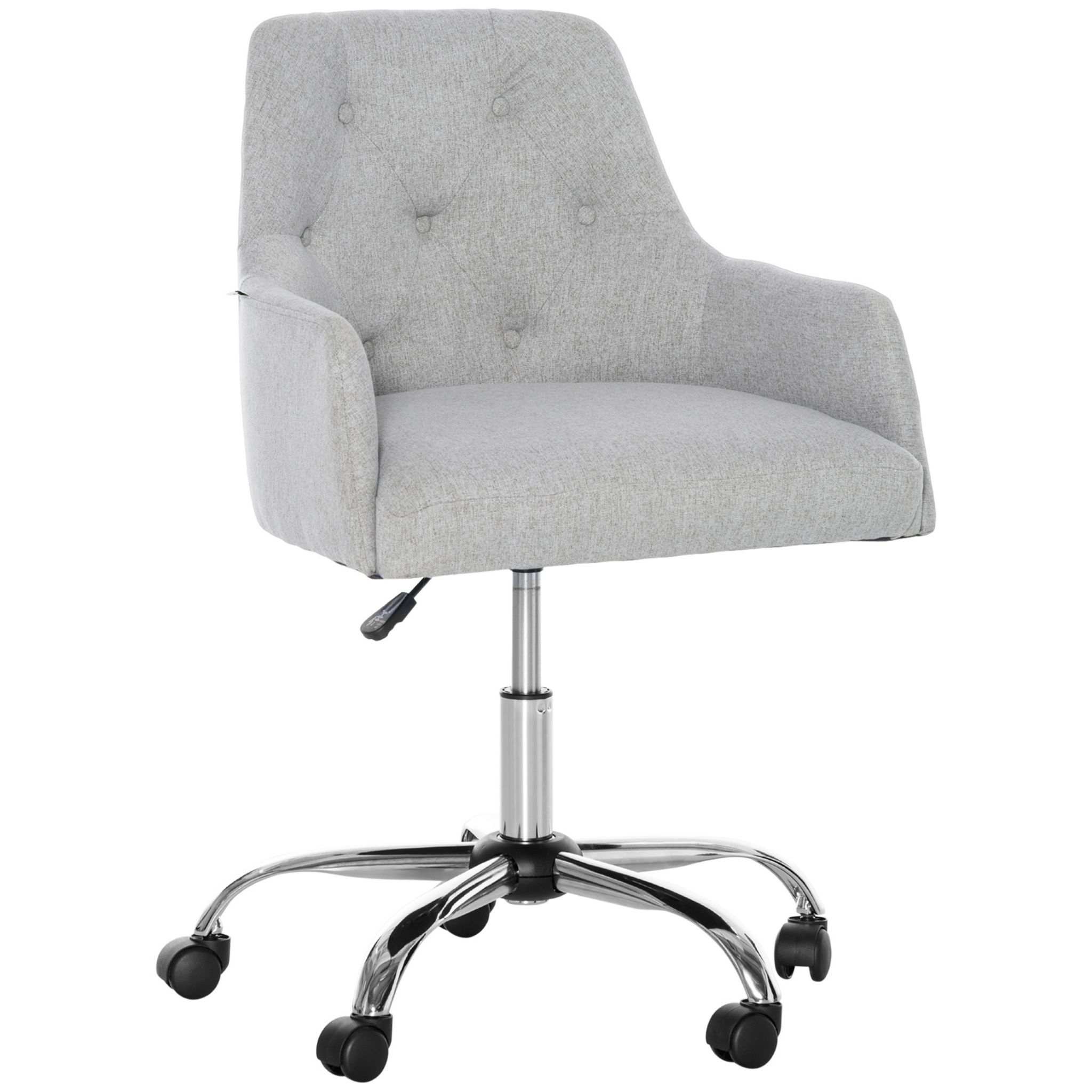 Fauteuil de bureau capitonné tissu gris chiné