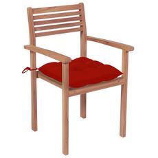 Chaises de jardin 4 pcs avec coussins rouge Bois de teck solide