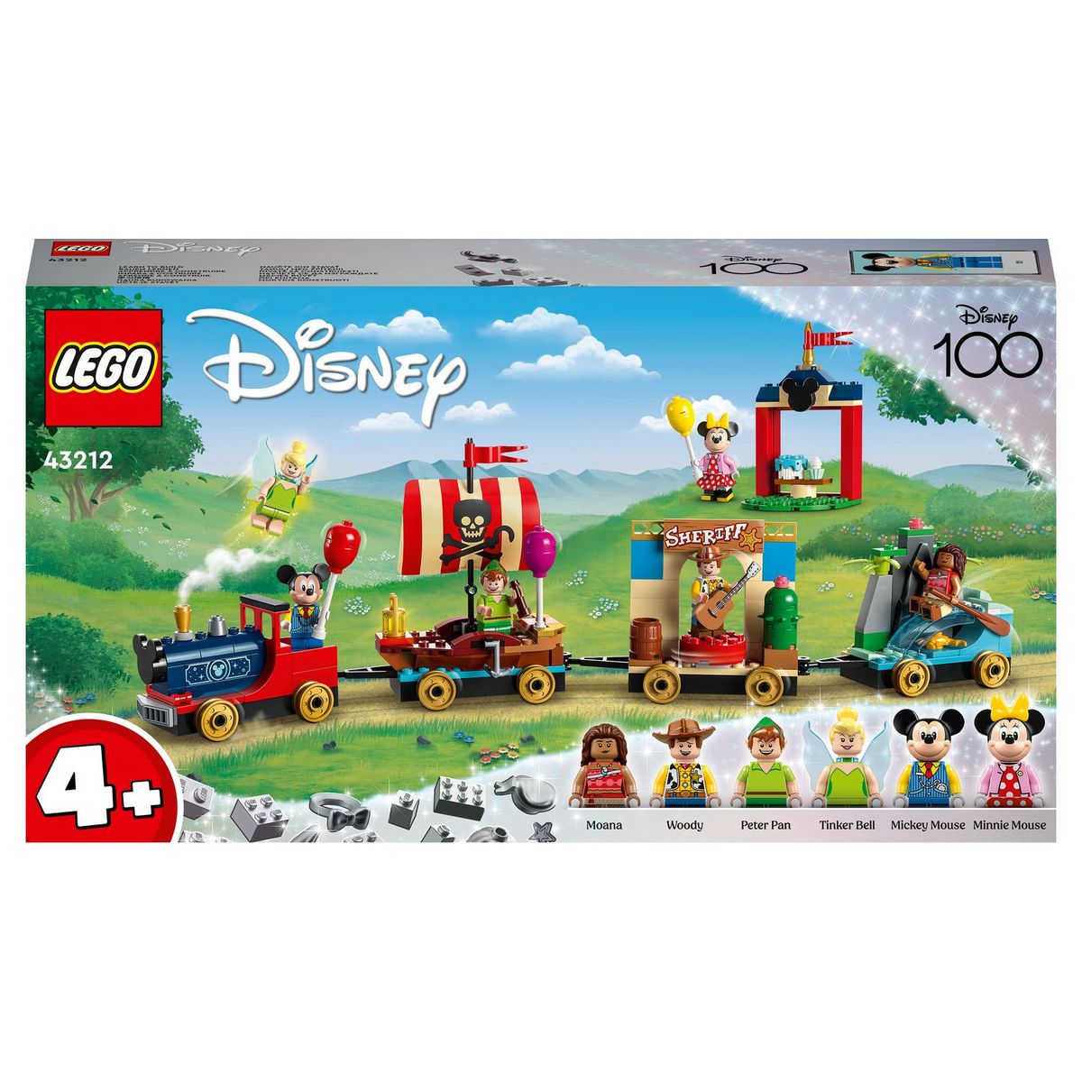 LEGO Disney 43212 - Le train en fête de Disney Jouet Enfants 4 Ans avec  Vaiana, Woody, Peter Pan et les Wagons de la Fée Clochette plus Mickey et  Minnie Mouse, 100ème