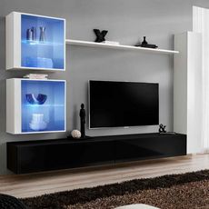 Meuble TV Mural Design  Switch XVIII  280cm Noir & Blanc