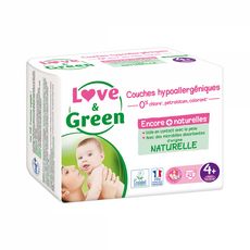 Love and Green - 126 couches hypoallergéniques écologiques - Taille 4 plus  (9 à 20 kg)