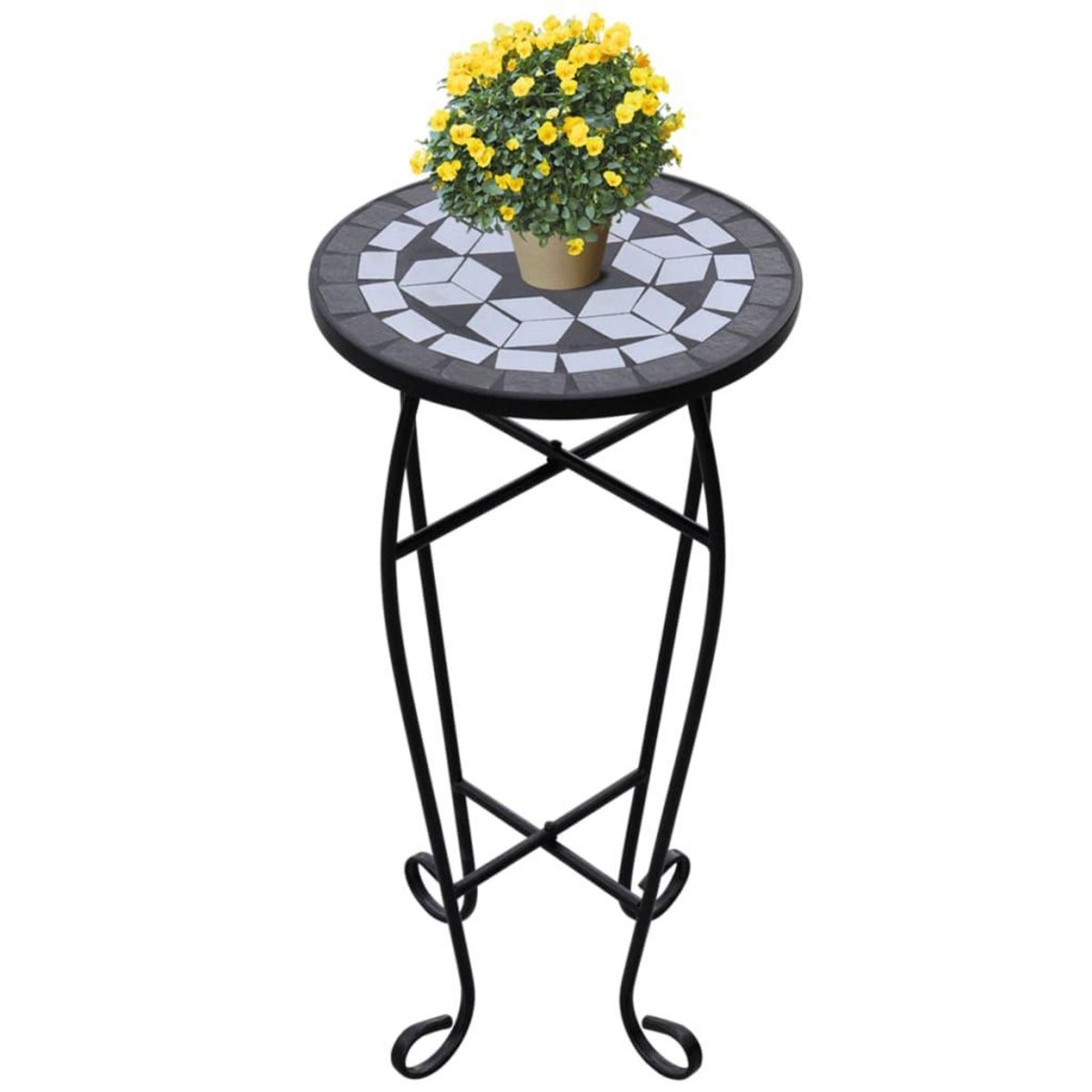 VIDAXL Table d'appoint Mosaïque Noir et blanc