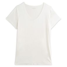 IN EXTENSO T-shirt manches courtes blanc col v en dentelle grande taille femme (Ecru)
