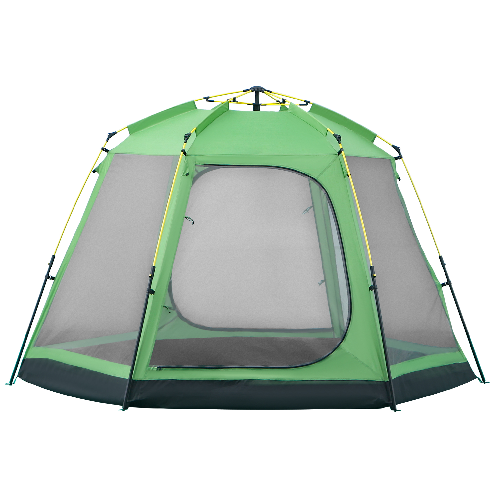 Outsunny Tente Instantanée Tente de Camping Automatique Imperméable 5  Personnes 240x240x195 cm PolyesterFibre de Verre Vert Gris 