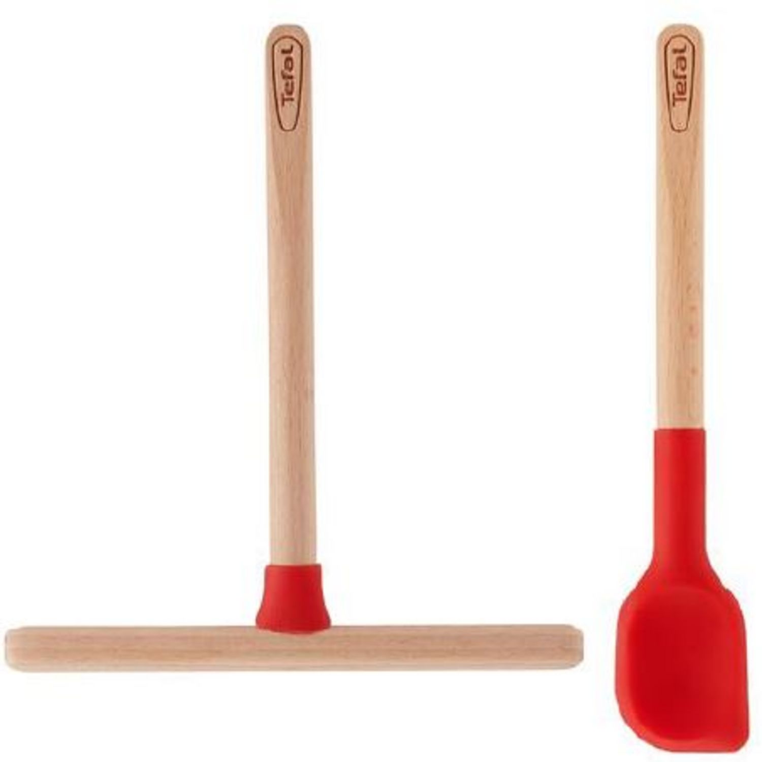 TEFAL Spatule à angle Ingenio - Bois hêtre et silicone platinium - 33 cm