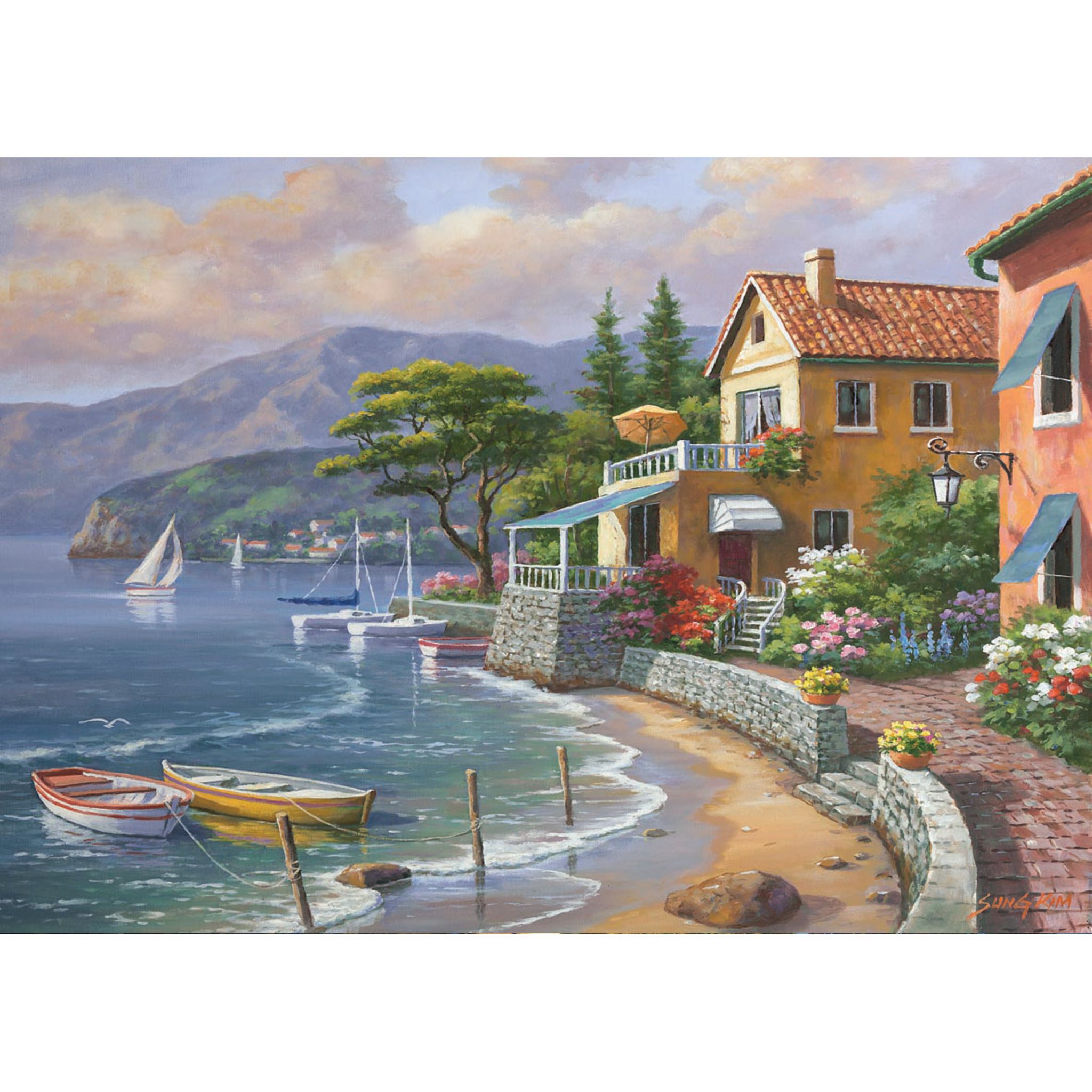 Puzzle adulte 3000 pieces paysage phare et maison au bord de la mer - educa  collection ocean - Puzzle - Achat & prix