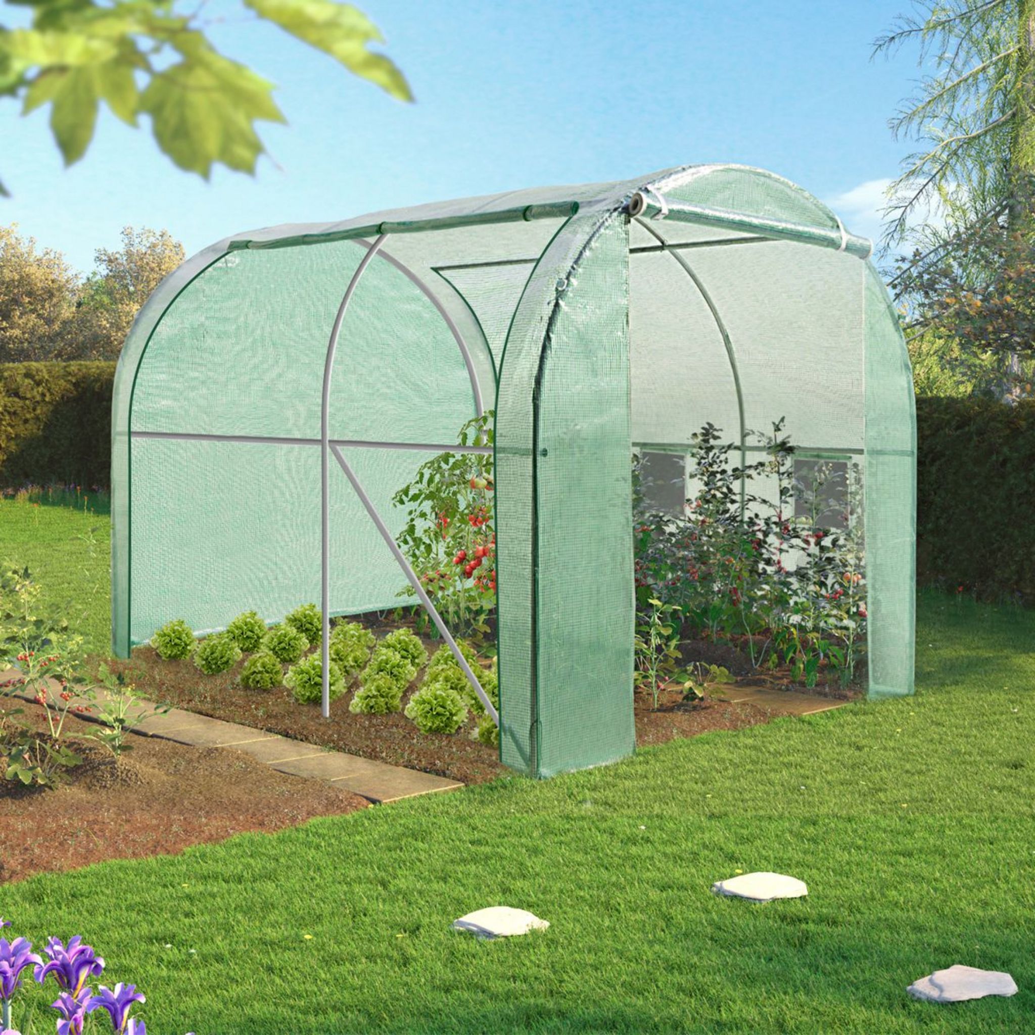 GARDENSTAR Serre de jardin 3m x 2m x 2m Couverture + tube acier pas cher 