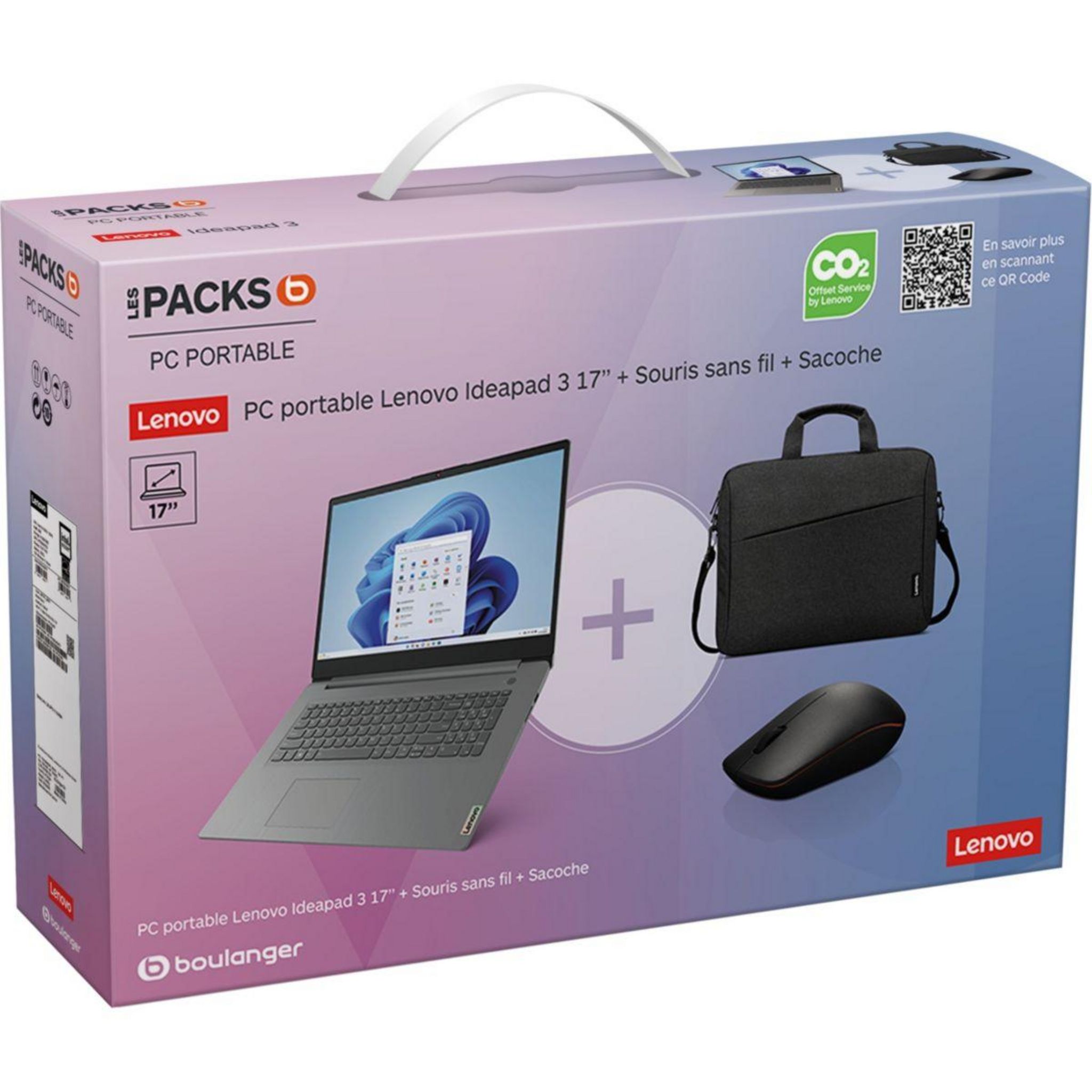 Lenovo Ordinateur portable Pack IdeaPad 3 17IAU7 pas cher Auchan.fr