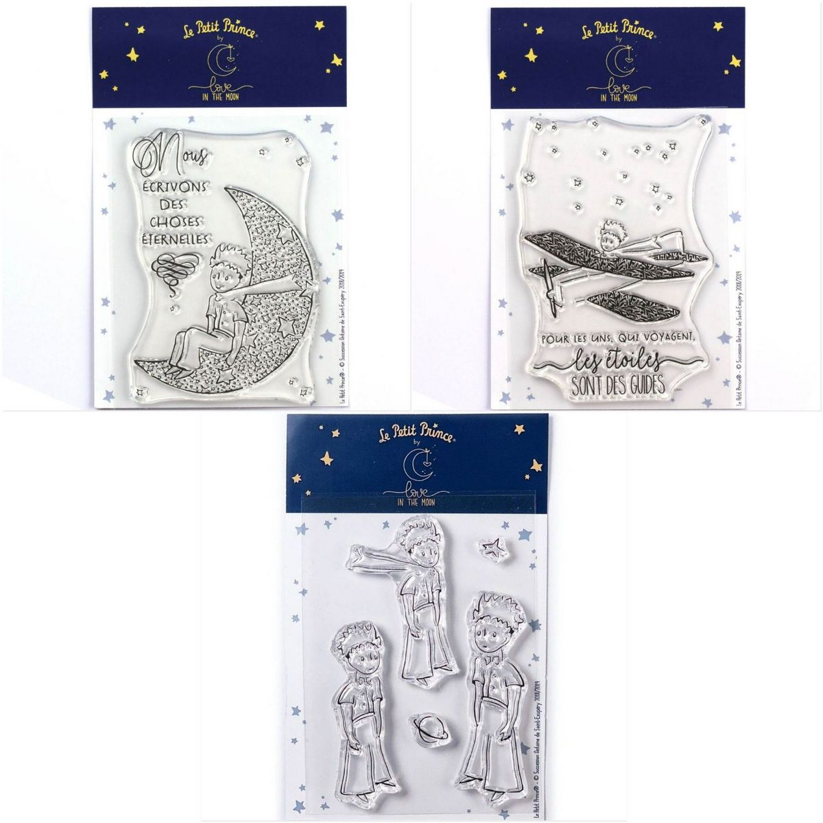 Youdoit 7 Tampons transparents Le Petit Prince et la Lune + son Avion + Planètes