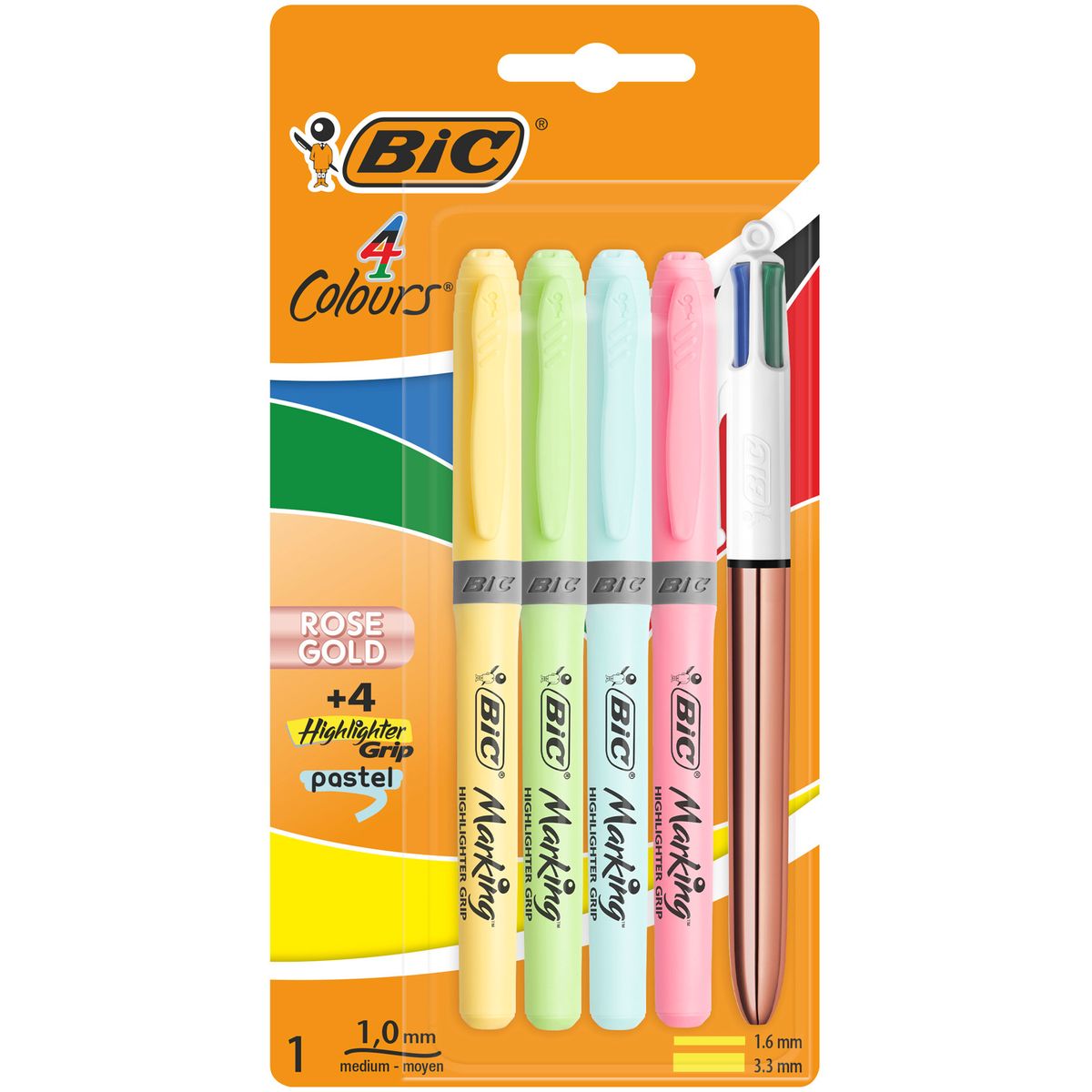 Stylo bille Bic 4 couleurs pastel grip