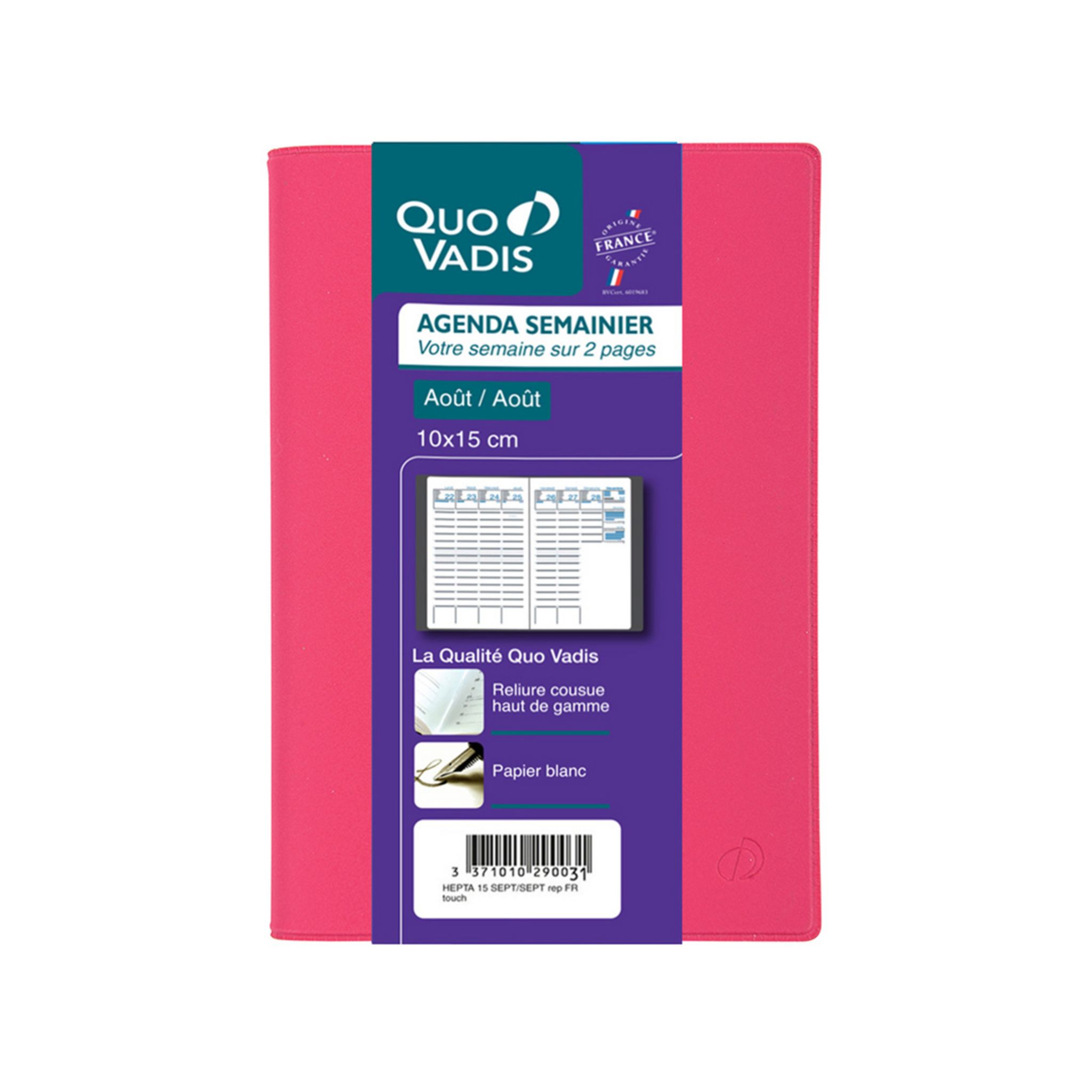 QUO VADIS Agenda semainier 16x24 cm Quovadis - Violet pas cher 