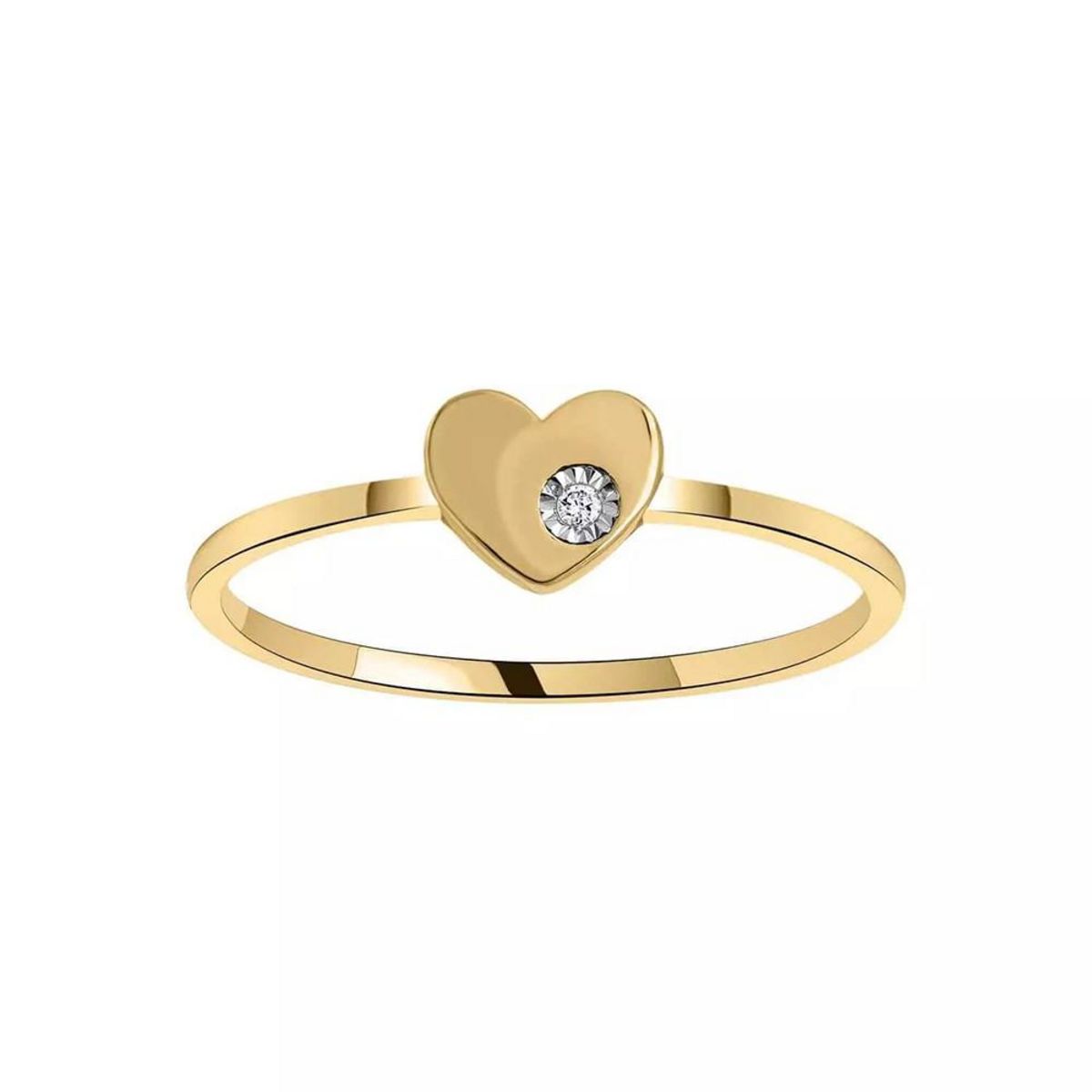 Tousmesbijoux Bague Femme - Or 18 Carats - Bicolore - Cœur - Diamant