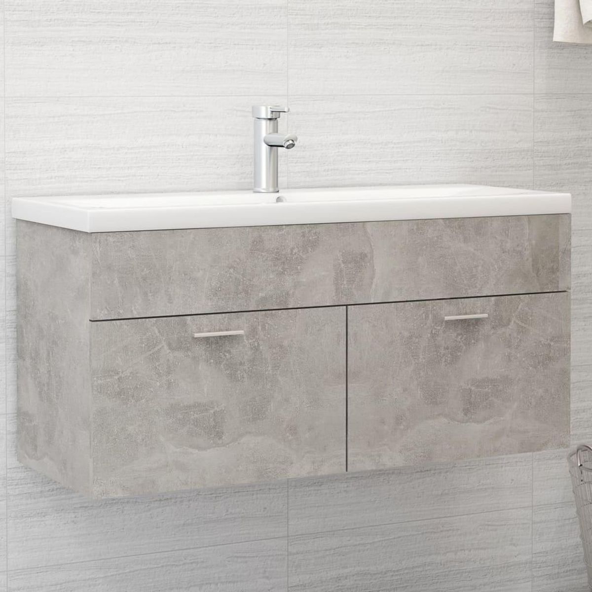 VIDAXL Armoire d'evier avec lavabo integre Gris beton Agglomere