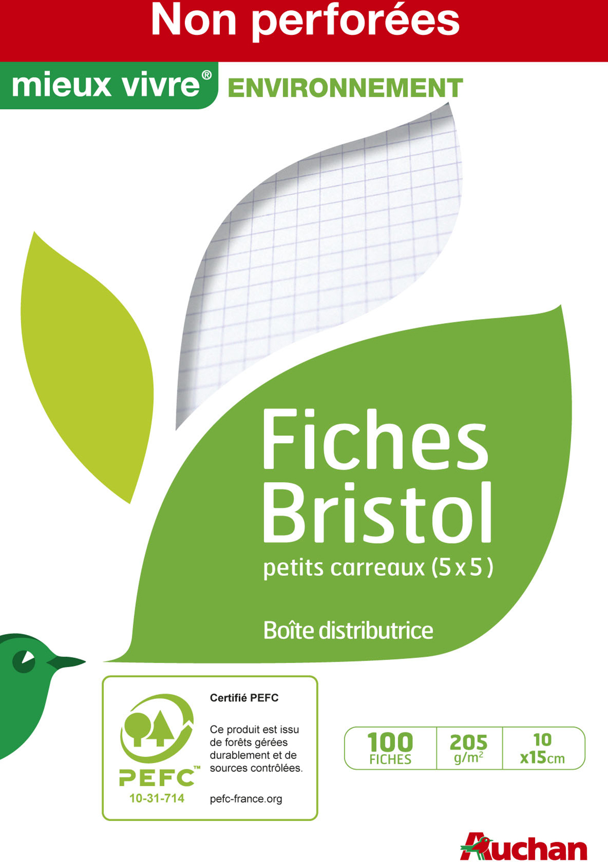 Fiche bristol - Feuille et papier bristol perforés ou non