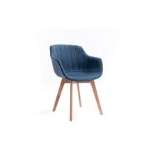 Lot de 2 chaises avec accoudoirs et pieds hêtre naturel LISON (Bleu)
