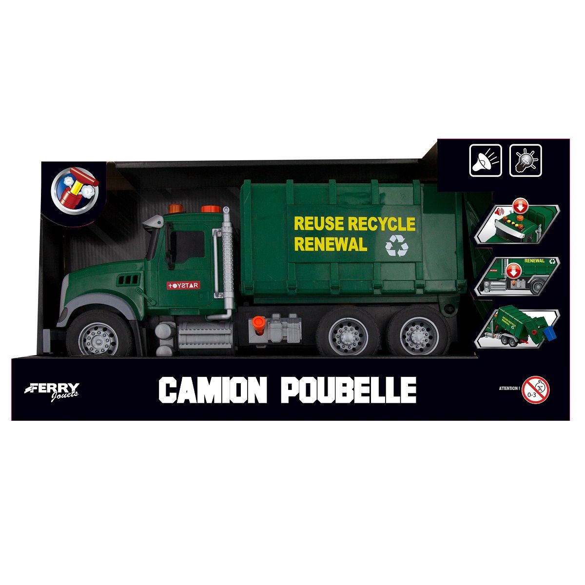 Ferry Jacques Cie Camion De Poubelle A Friction 35 Cm Sons Et Lumieres Pas Cher A Prix Auchan