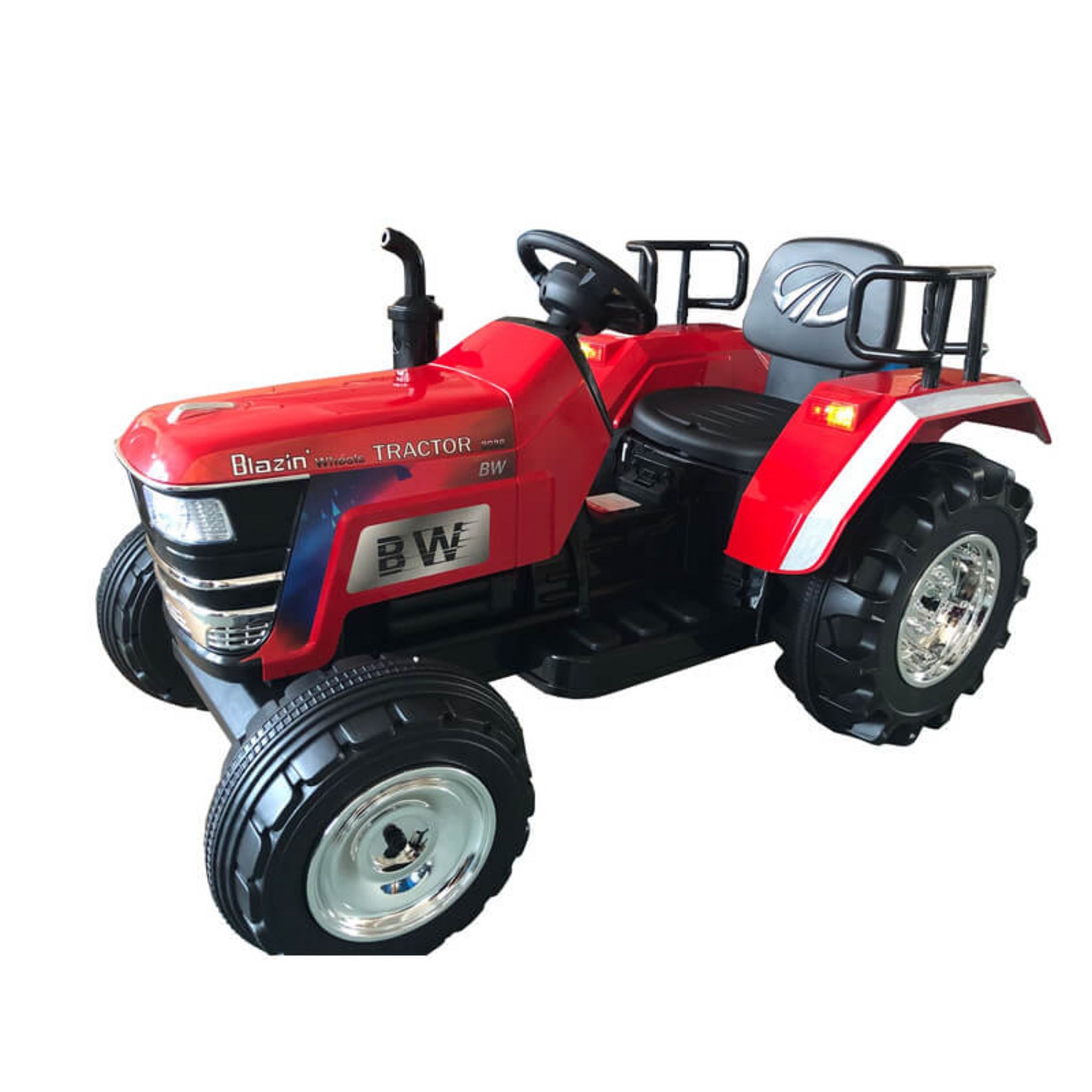 Tracteur électrique 12V avec remorque Rouge, tracteur rouge pour enfant