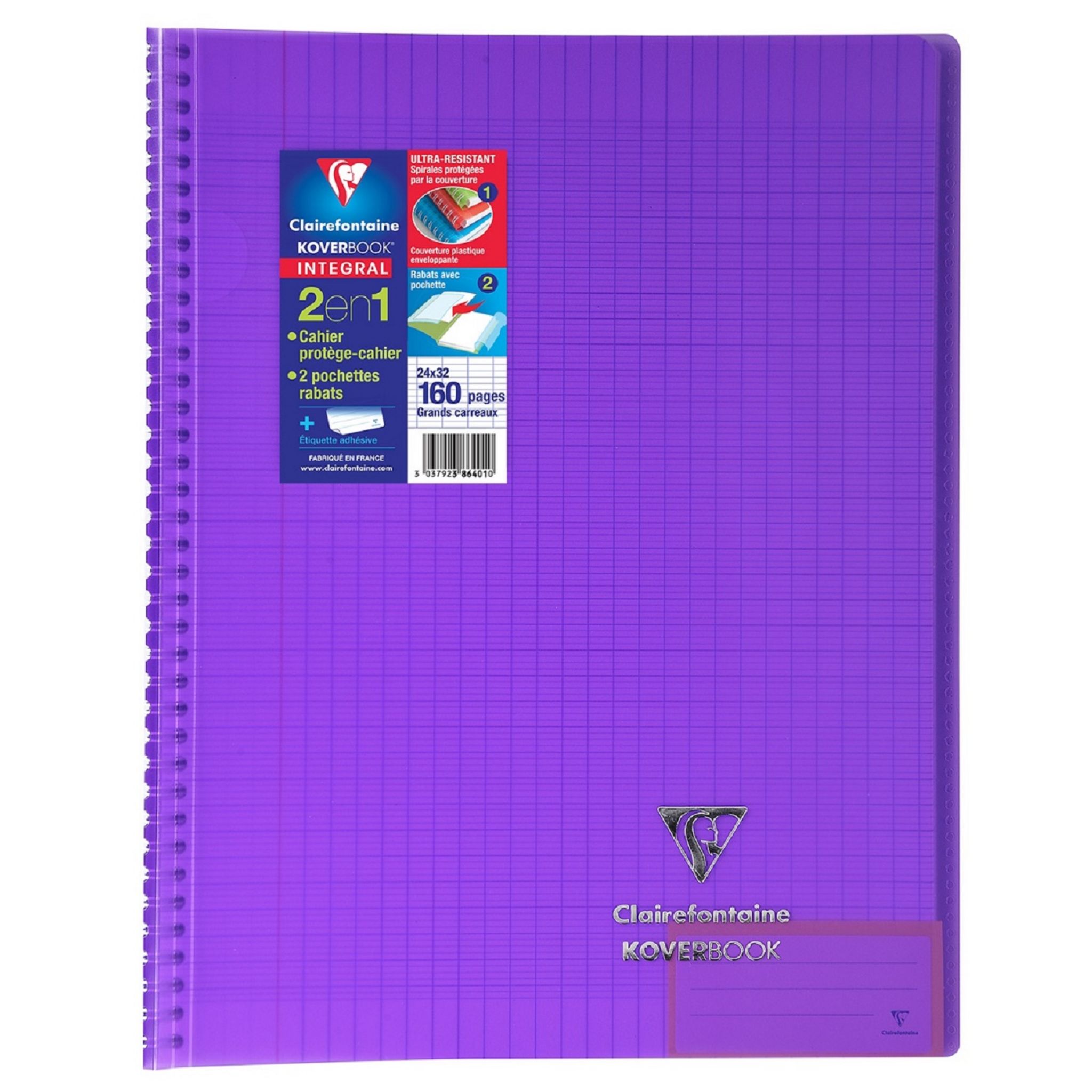 Cahier ligné Koverbook Neon A4 160 pages Clairefontaine Modèle