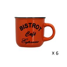 Lot de 6 tasses à café en grès 14 cl BISTROT Expresso Orange (Orange)