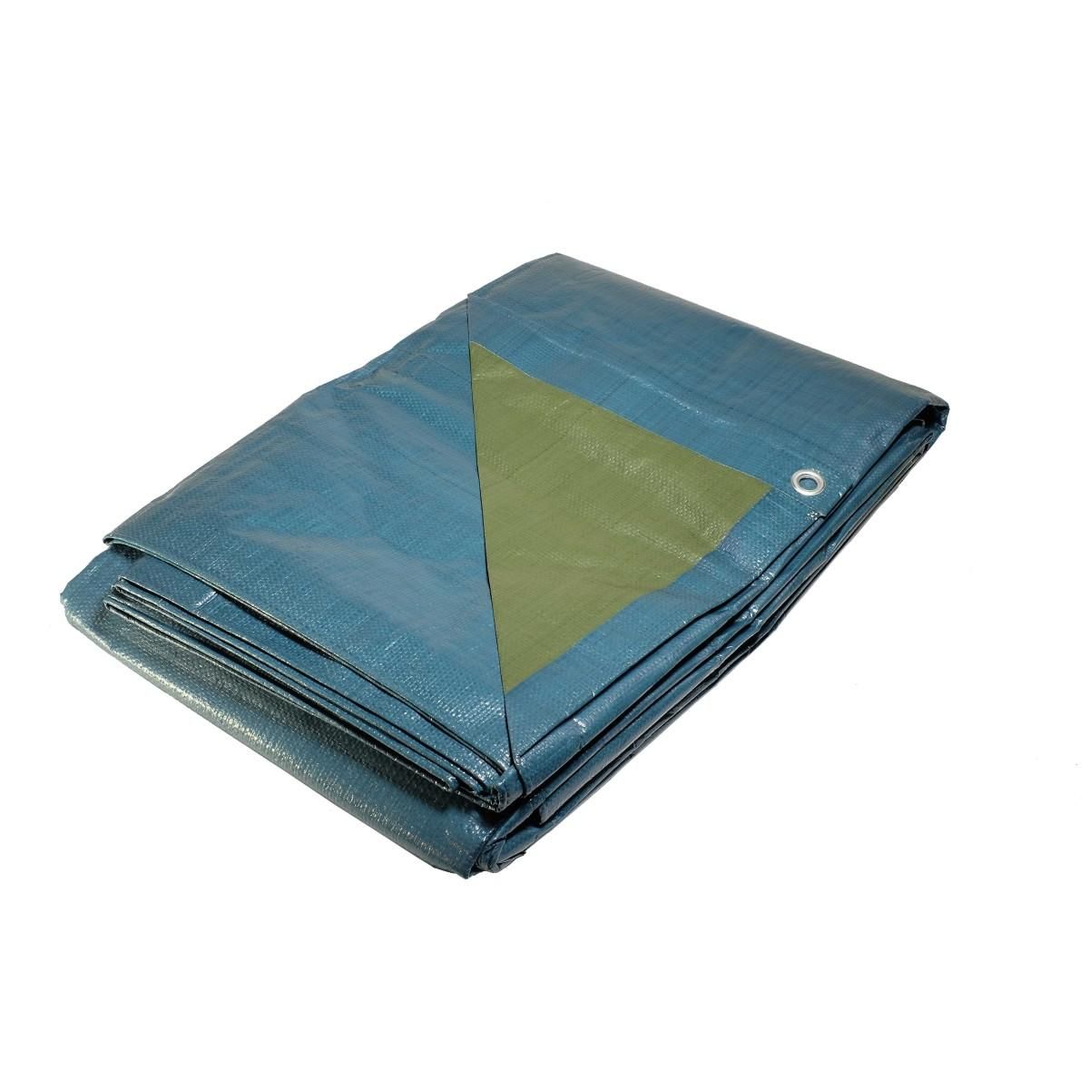Tecplast Bâche plastique 5x8 m bleue et verte 150g/m2 - bâche de protection polyéthylène