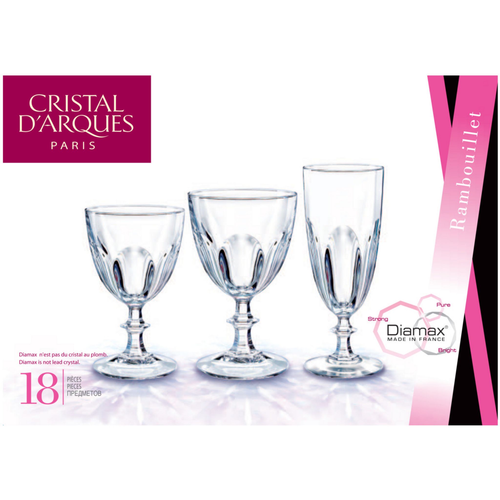 6 Verres Rennes Cristal de Paris - 7 tailles