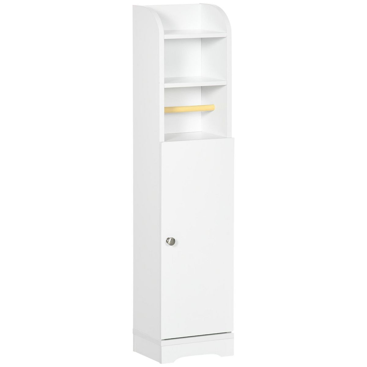 KLEANKIN Meuble WC armoire toilette - porte, 2 étagères, niche, support  papier - dim. 23L x 18l x 100H cm - blanc pas cher 