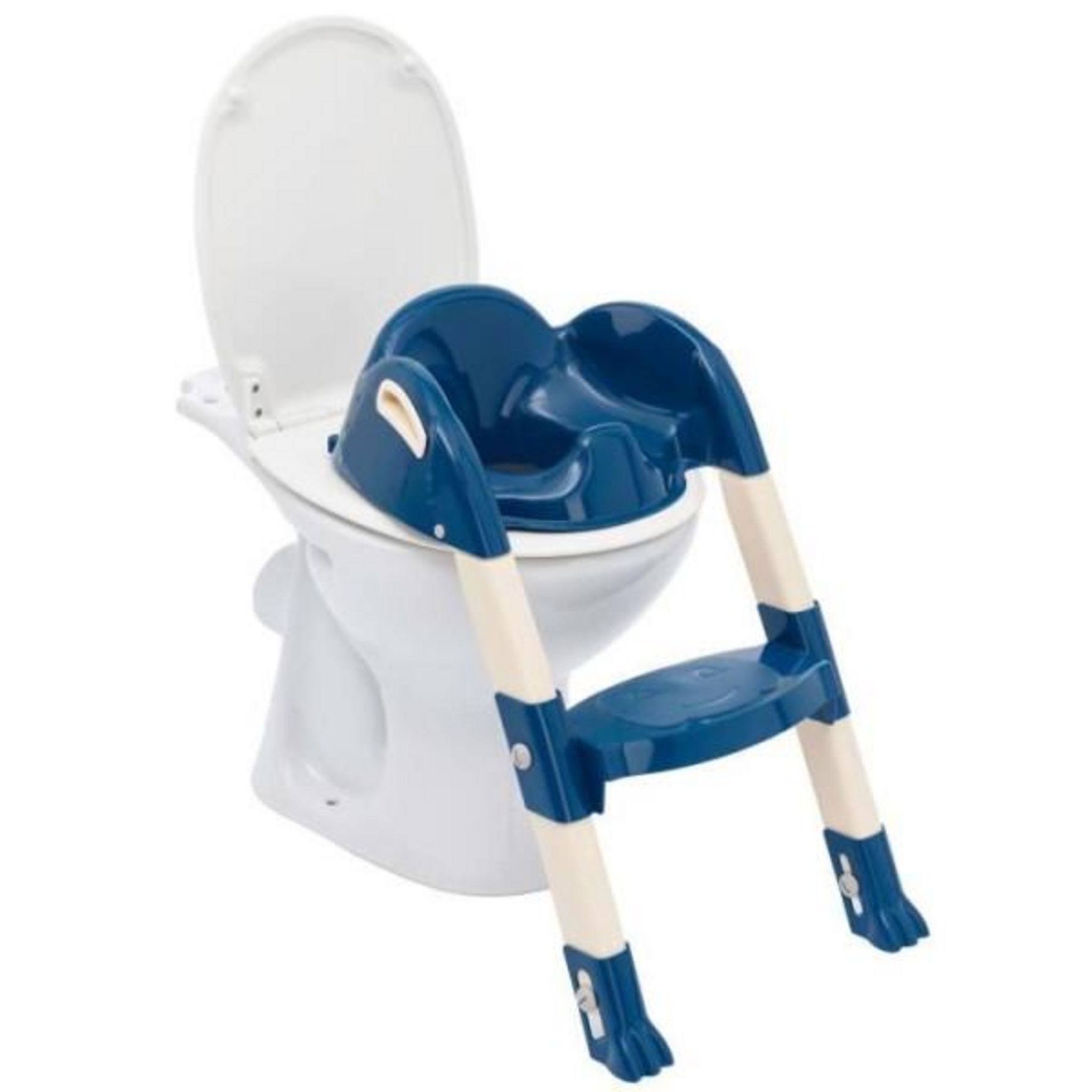 AUCHAN BABY Réducteur de toilette antidérapant bi-matière bleu pas