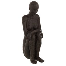 Figurine personnage assis résine noir X2