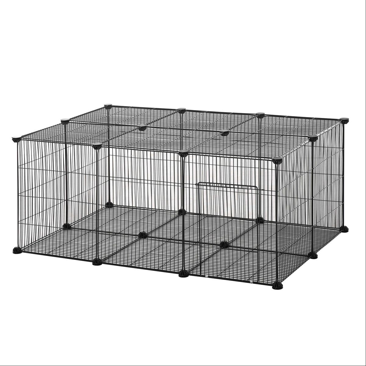 PAWHUT Cage parc enclos rongeurs modulable dim. L 105 x l 70 x H 45 cm 1 porte fil métallique noir
