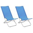 Chaises de plage pliables 2 pcs Bleu Tissu