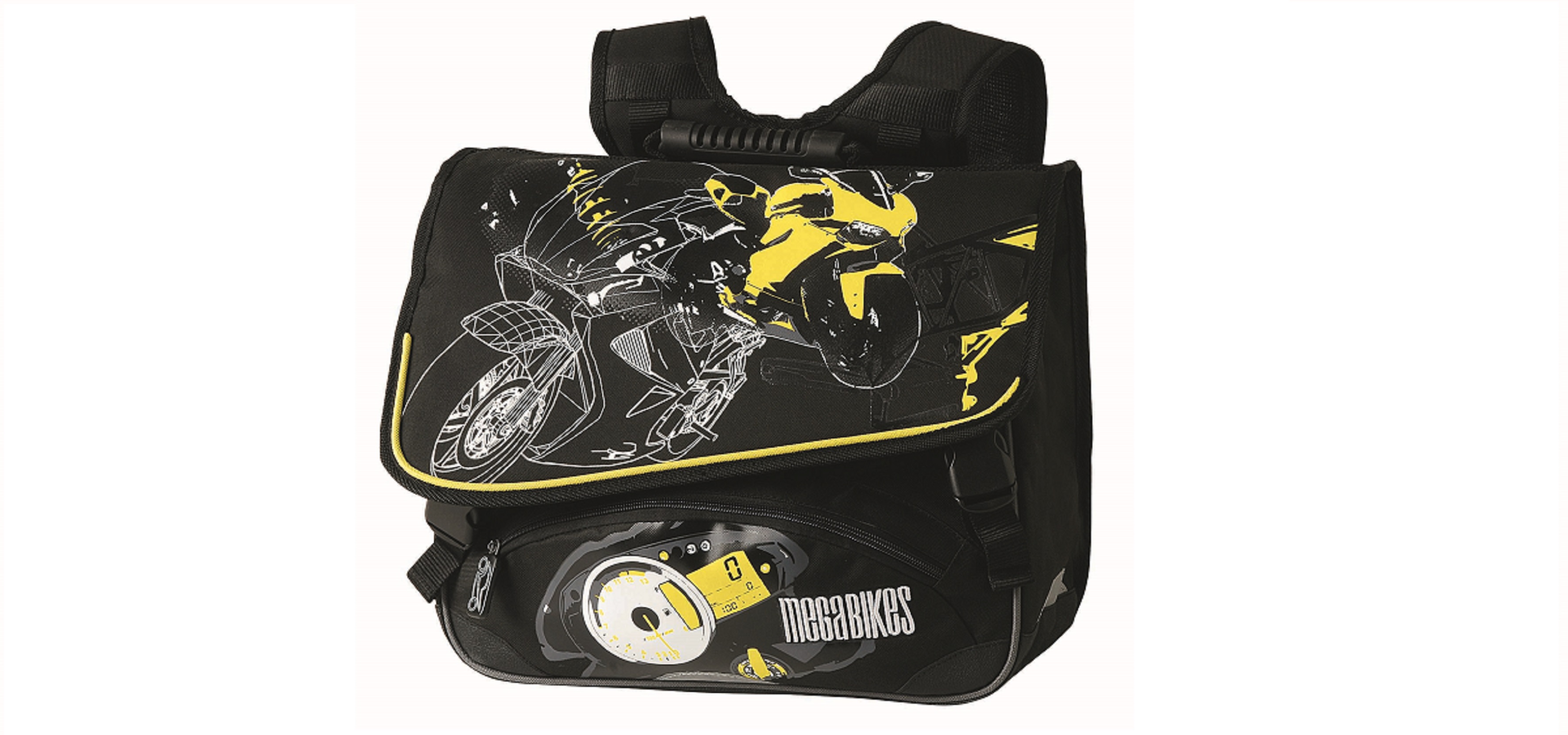 Cartable 38 cm moto jaune pas cher Auchan