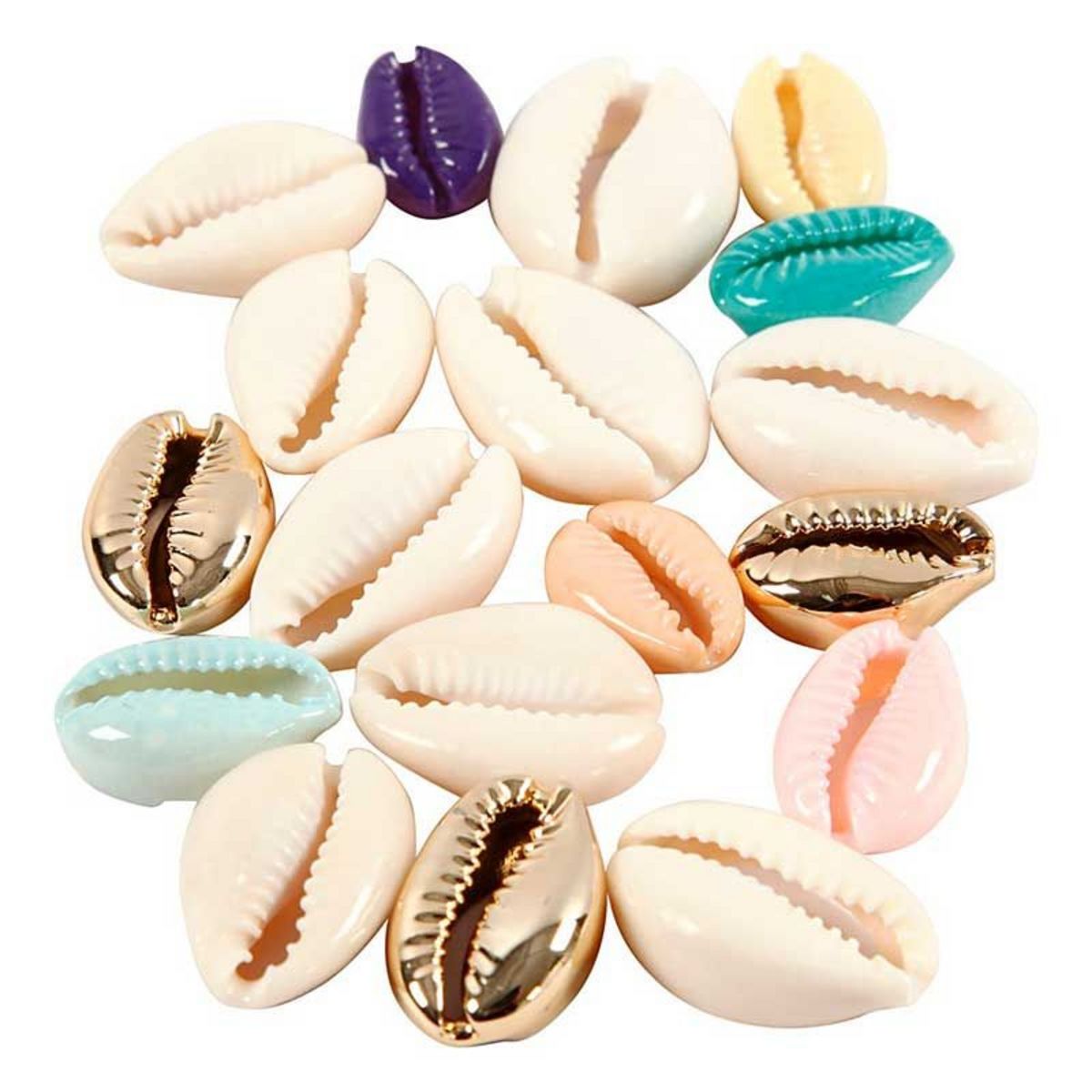  75 perles coquillage 20 mm - Multicolore