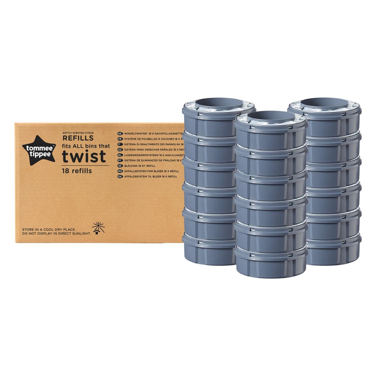 Recharges poubelle twist et click lot 6 Tommee Tippee gris