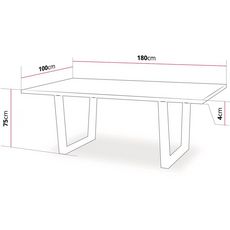 Table repas  Hollywood  - 200 x 100 x 76 cm - Chêne / Noir