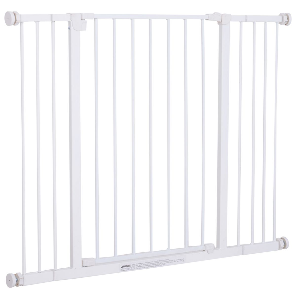 PAWHUT Barrière de sécurité longueur réglable dim. 76-107l x 76H cm sans perçage métal plastique blanc