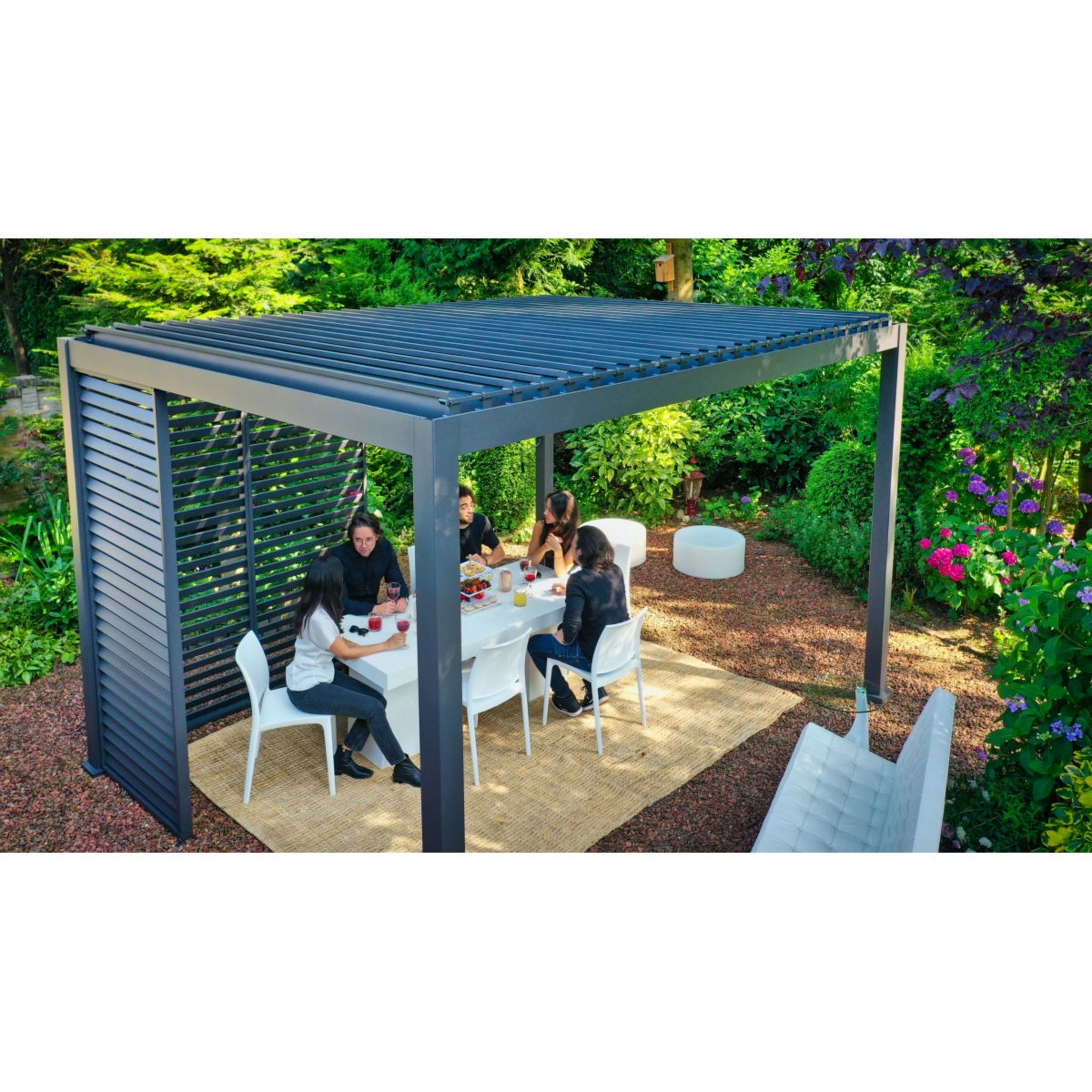 Store latéral en alu anthracite pour pergola 3x4m Ombrea