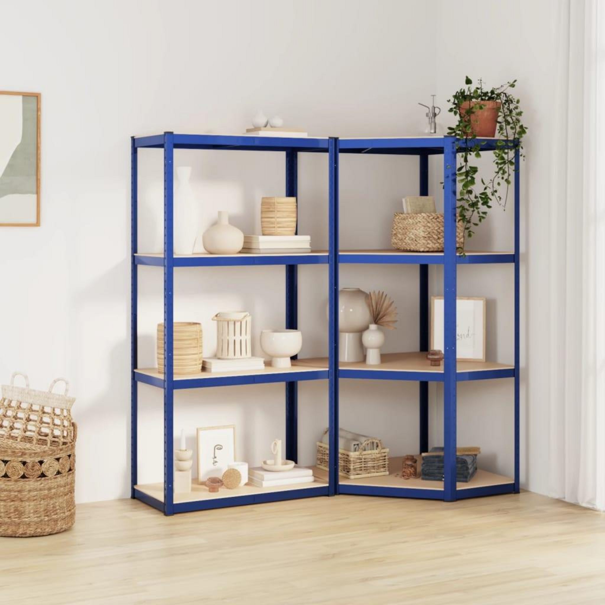 VIDAXL Etagere d'angle 5 niveaux Gris Acier et bois d'ingenierie pas cher 