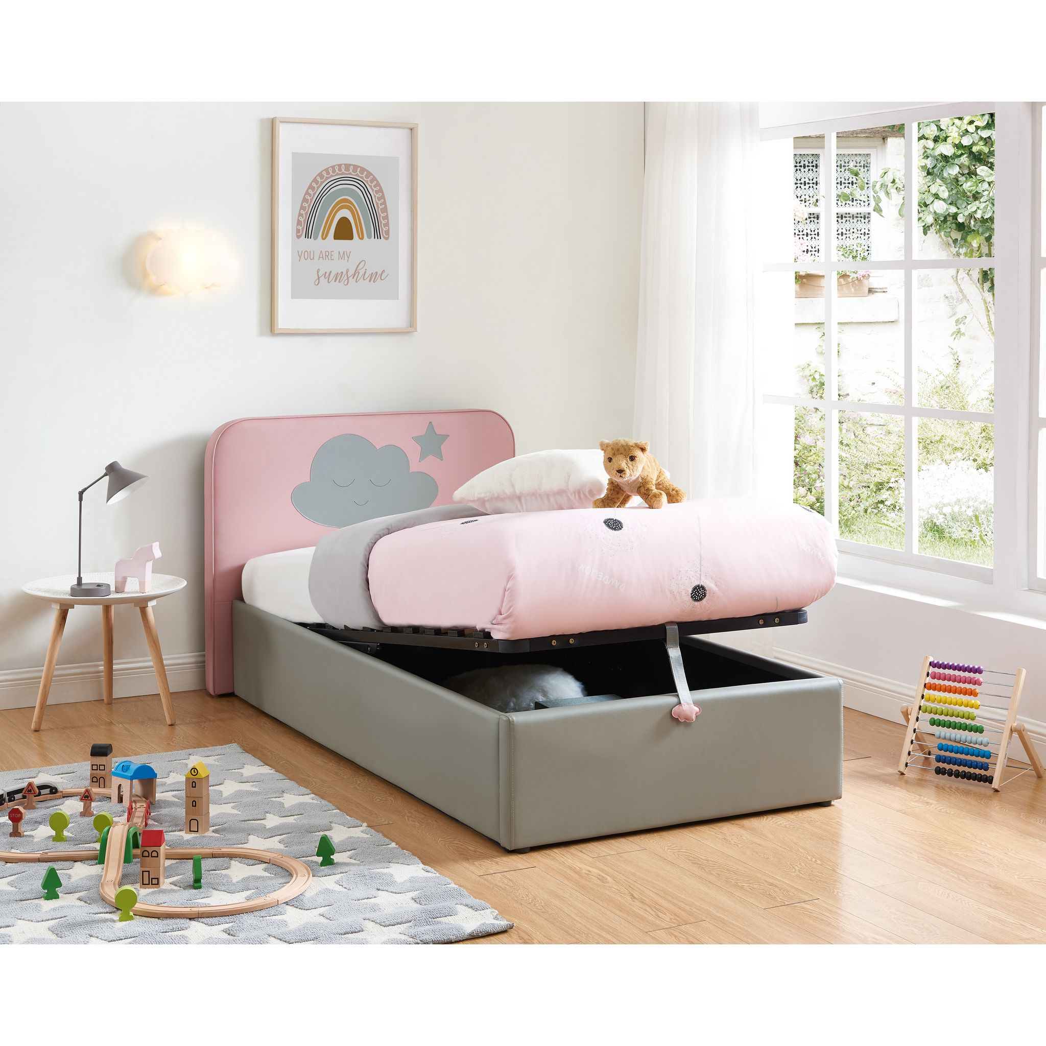 Lit princesse pour fille de 90x190 cm avec coffre de rangement