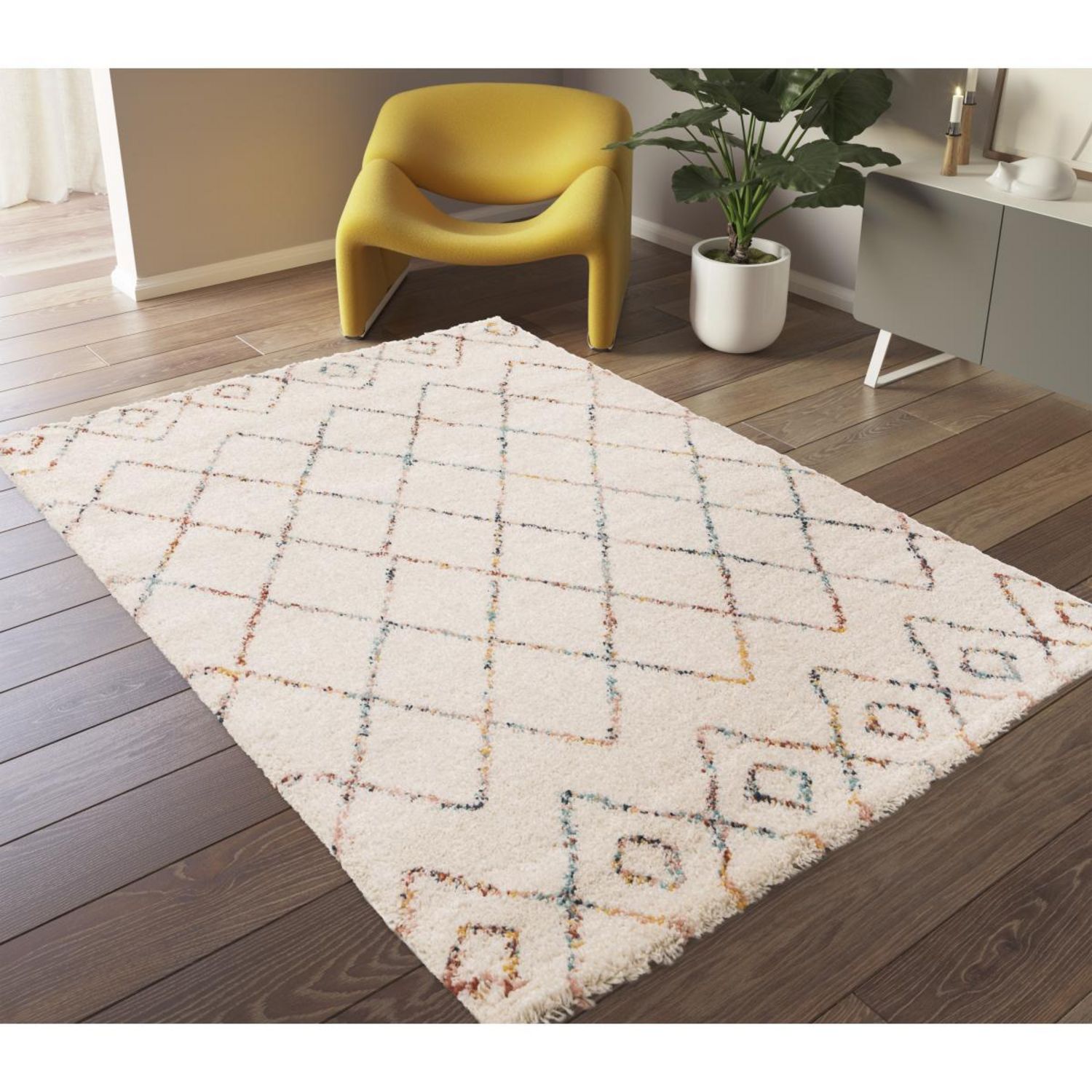 Unamourdetapis Tapis salon HIERE 3 Noir 80x150 Fait en Europe en  polypropylène doux et soyeux pas cher 